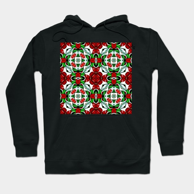 Red and Green Christmas Pattern Number 3 Hoodie by BubbleMench
